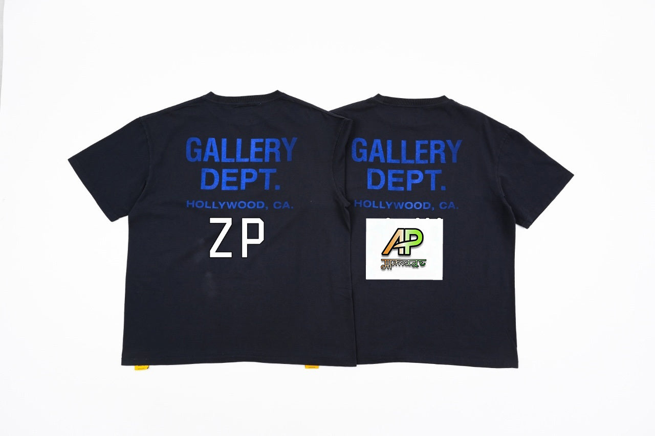 Gallery Dept Hollywood Limited Blue English Letter T-Shirt