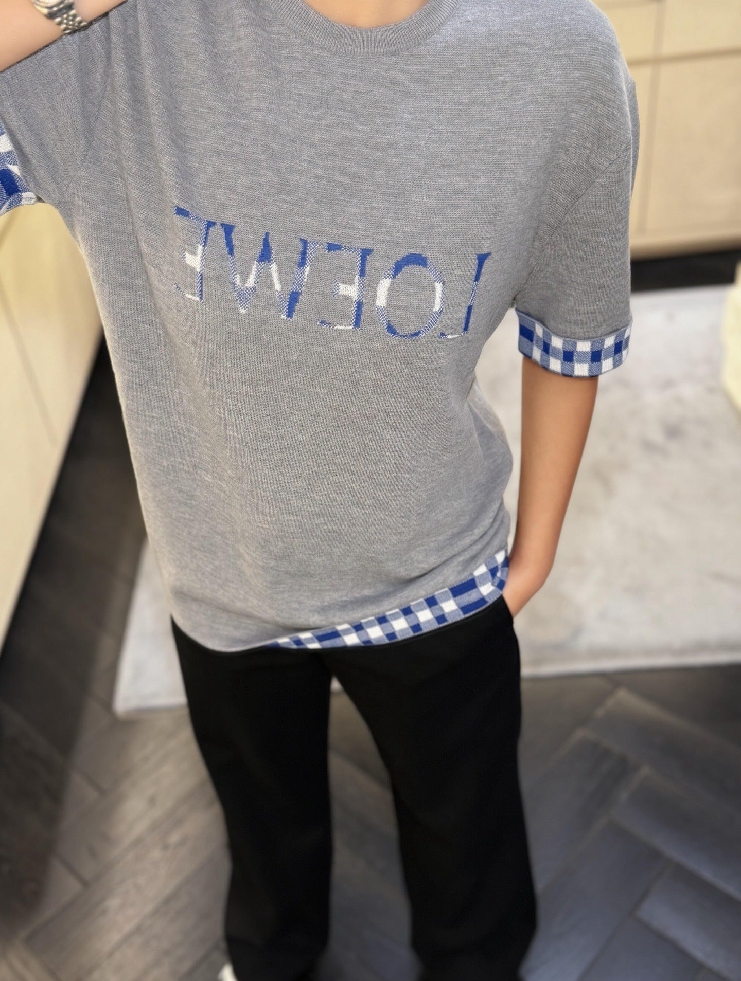 Loewe Jacquard Logo Check Knit Sweater