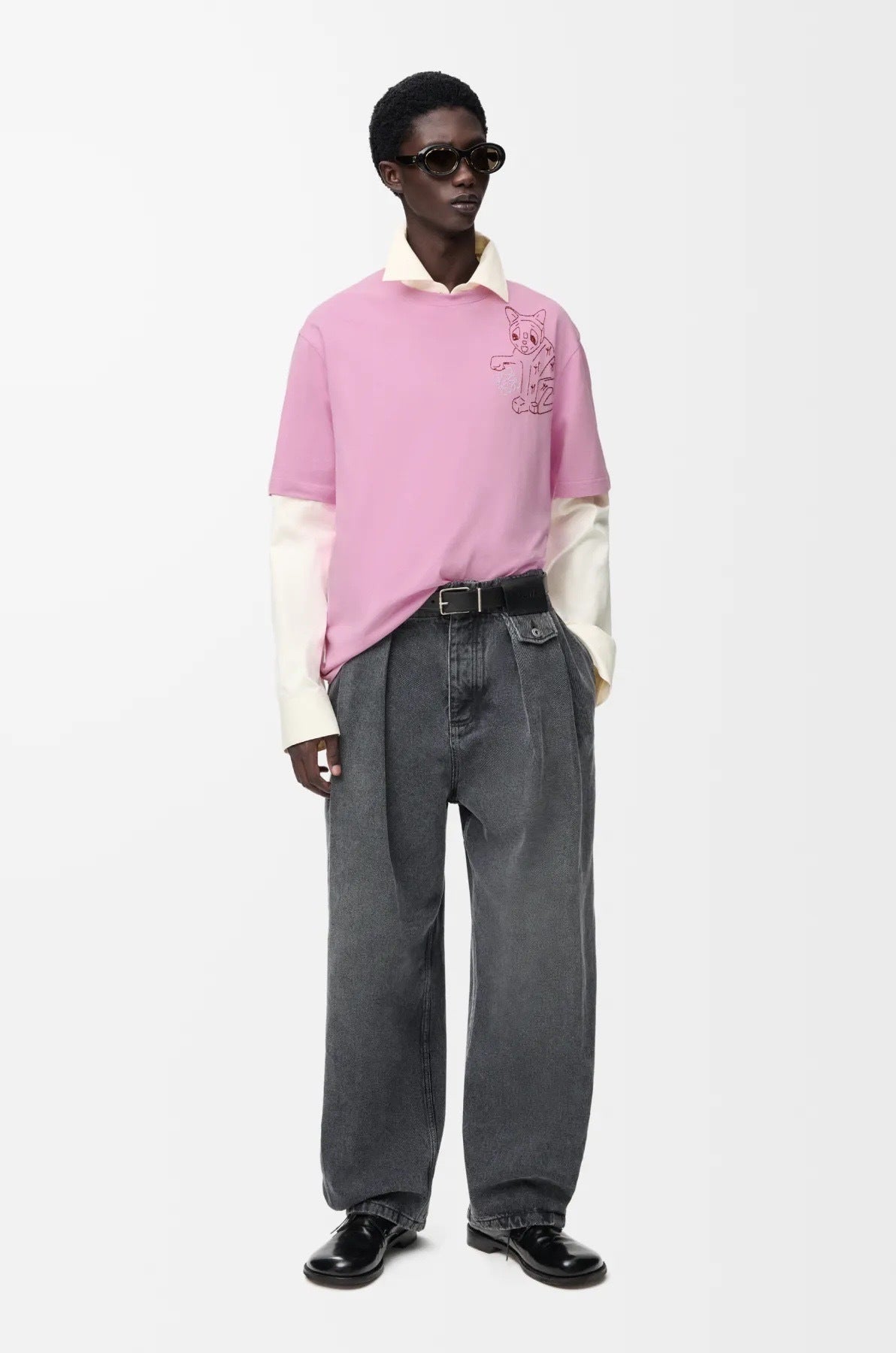 Loewe Embroidered Cat Logo Short-Sleeve T-Shirt