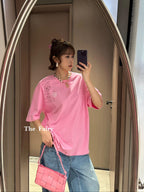 Loewe Embroidered Cat Logo Short-Sleeve T-Shirt