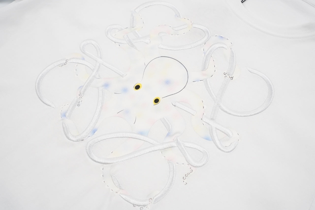 Loewe Fujita Octopus Embroidered Short-Sleeve T-Shirt