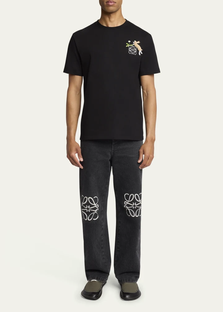 Loewe Rabbit Embroidered Short-Sleeve T-Shirt
