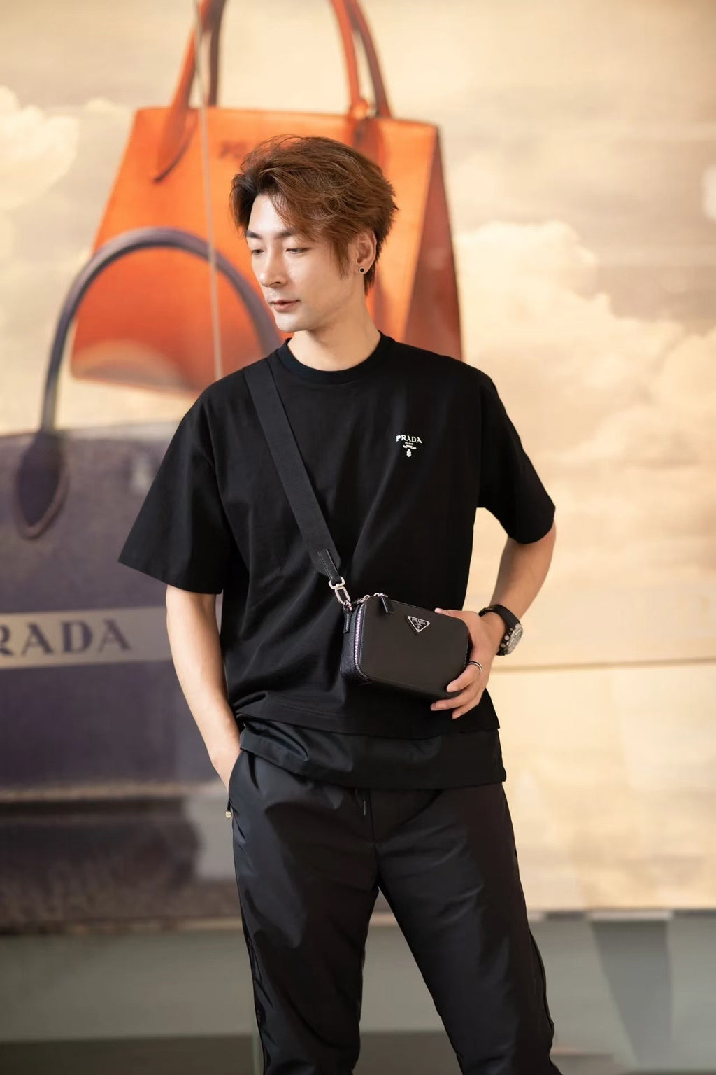 Prada Classic Logo Trim Crew Neck Short-Sleeve T-Shirt