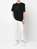 Prada Solid Color Embossed Crew Neck Short-Sleeve T-Shirt