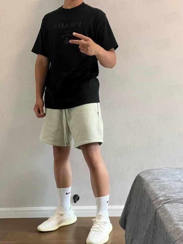 Prada Solid Color Embossed Crew Neck Short-Sleeve T-Shirt