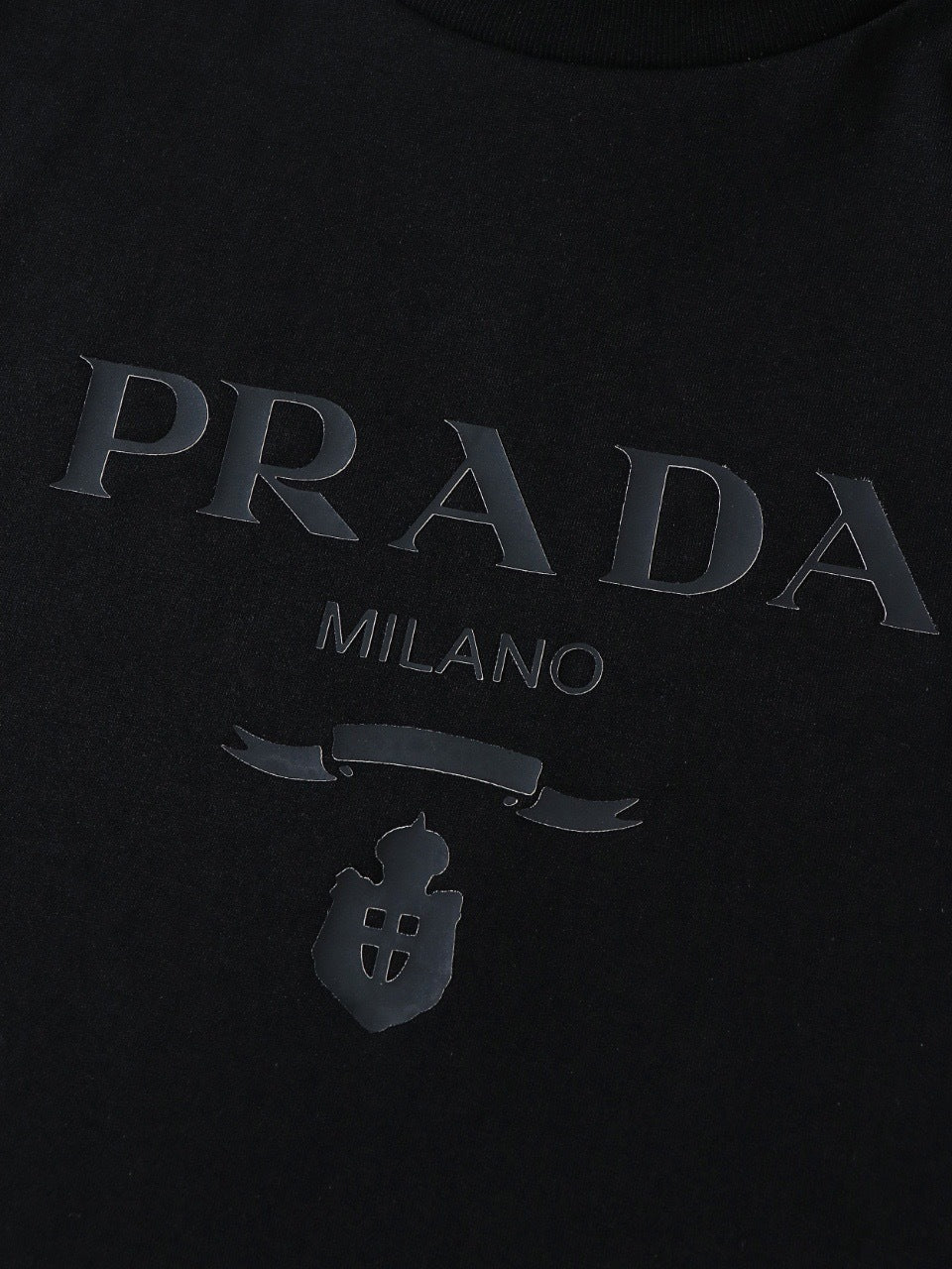 Prada Solid Color Embossed Crew Neck Short-Sleeve T-Shirt