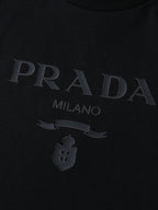 Prada Solid Color Embossed Crew Neck Short-Sleeve T-Shirt