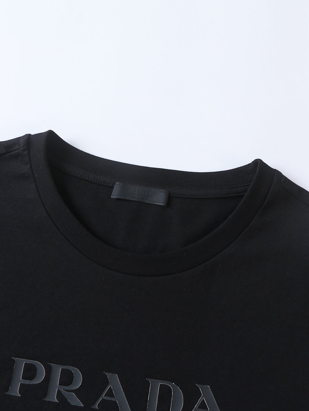 Prada Solid Color Embossed Crew Neck Short-Sleeve T-Shirt