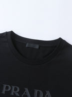 Prada Solid Color Embossed Crew Neck Short-Sleeve T-Shirt