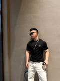 Prada Classic Logo Embroidered Wool Crew Neck Short-Sleeve T-Shirt