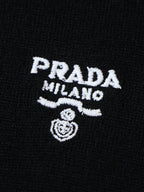 Prada Classic Logo Embroidered Wool Crew Neck Short-Sleeve T-Shirt