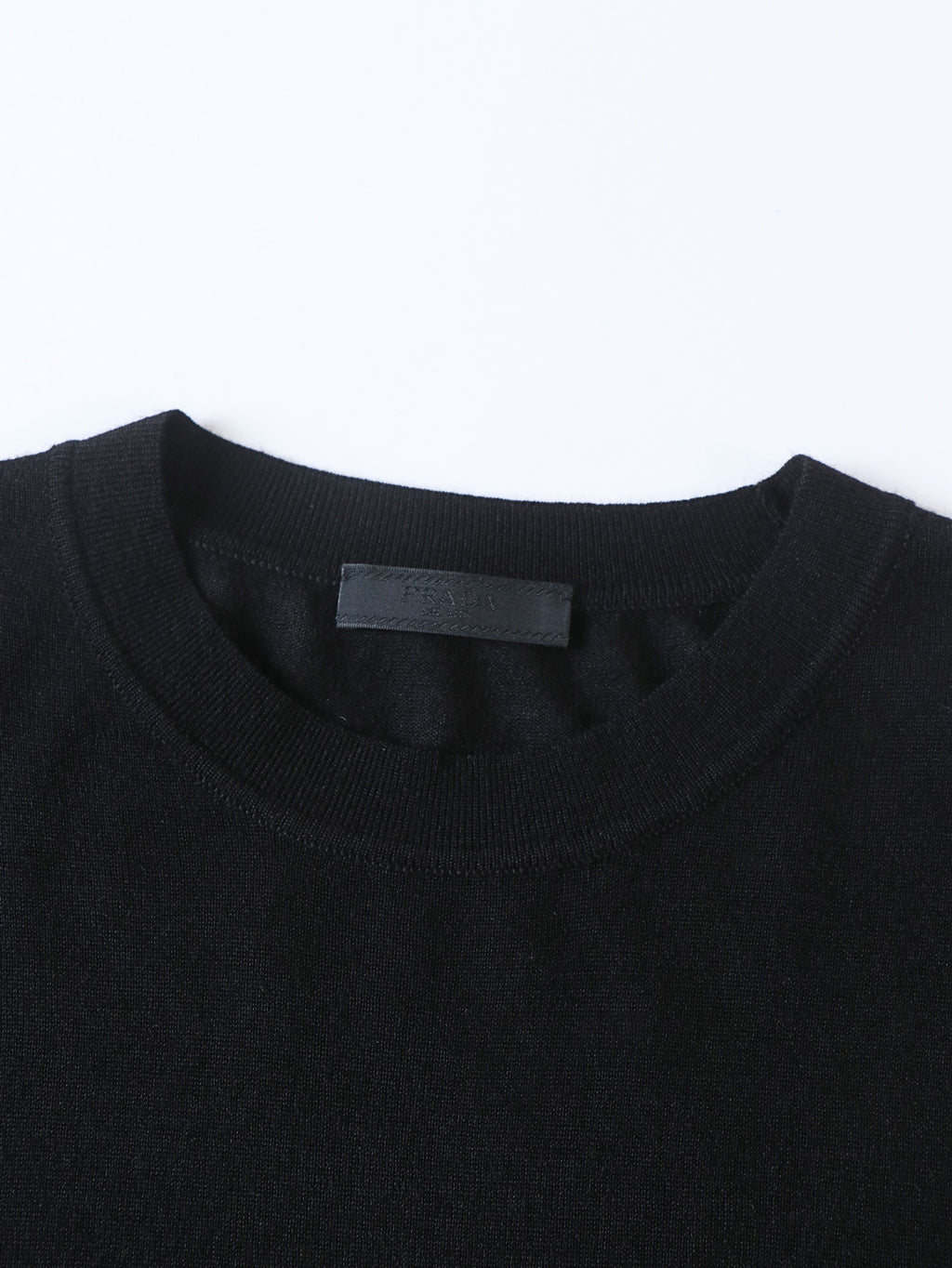 Prada Classic Logo Embroidered Wool Crew Neck Short-Sleeve T-Shirt