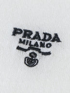 Prada Classic Logo Embroidered Wool Crew Neck Short-Sleeve T-Shirt