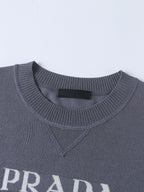 Prada Classic Logo Jacquard Wool Crew Neck Short-Sleeve T-Shirt