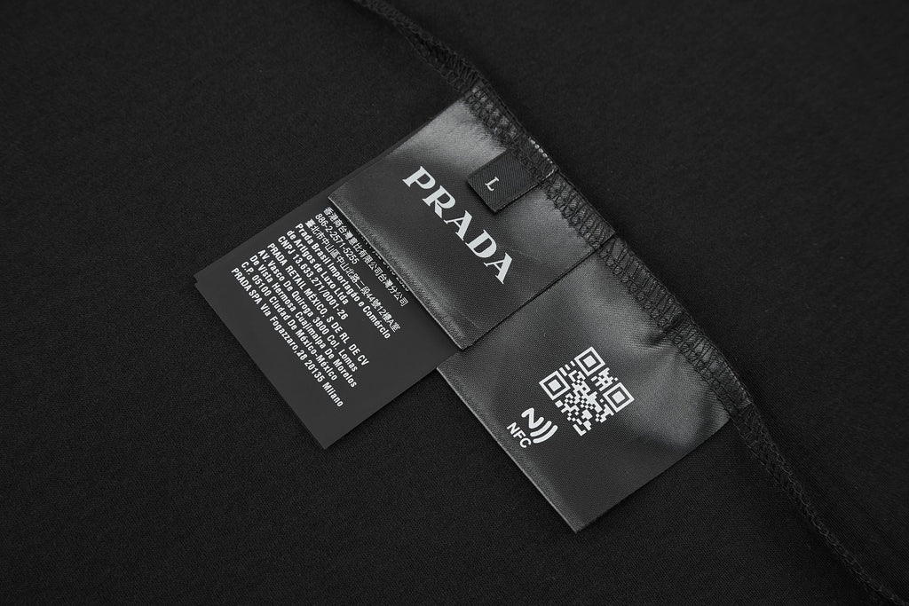 Prada Nylon-Trimmed Short-Sleeve Polo Shirt with Shoulder Pockets