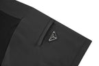 Prada Nylon-Trimmed Short-Sleeve Polo Shirt with Shoulder Pockets