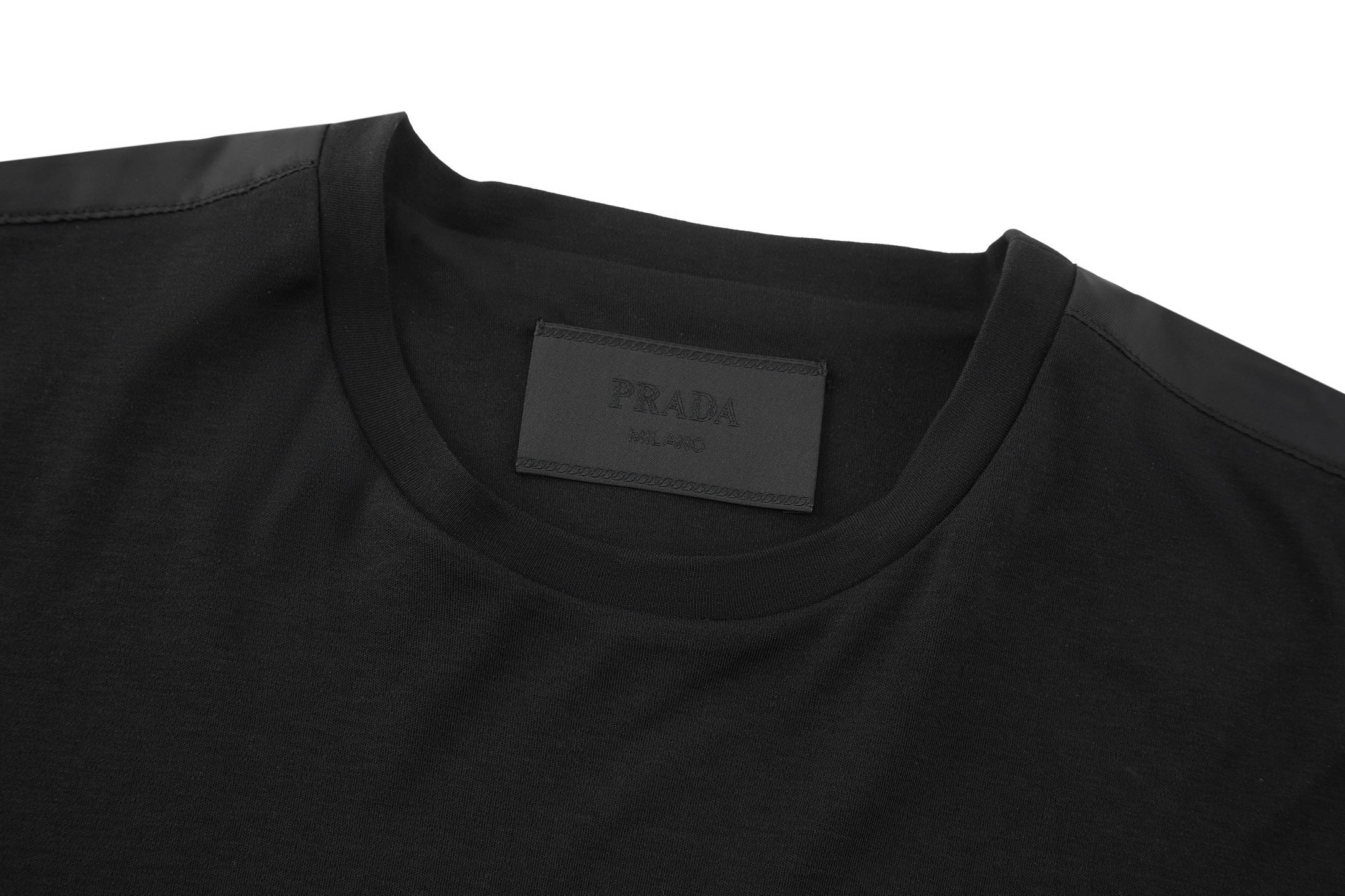 Prada Nylon-Trimmed Short-Sleeve Polo Shirt with Shoulder Pockets