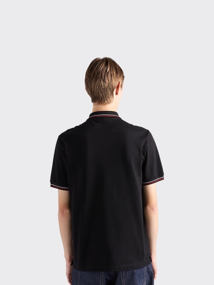 Prada Striped Collar Piqué Short-Sleeve Polo Shirt
