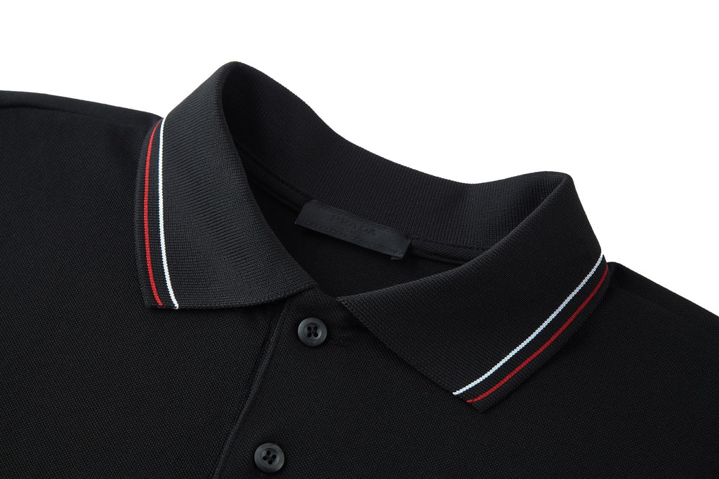 Prada Striped Collar Piqué Short-Sleeve Polo Shirt