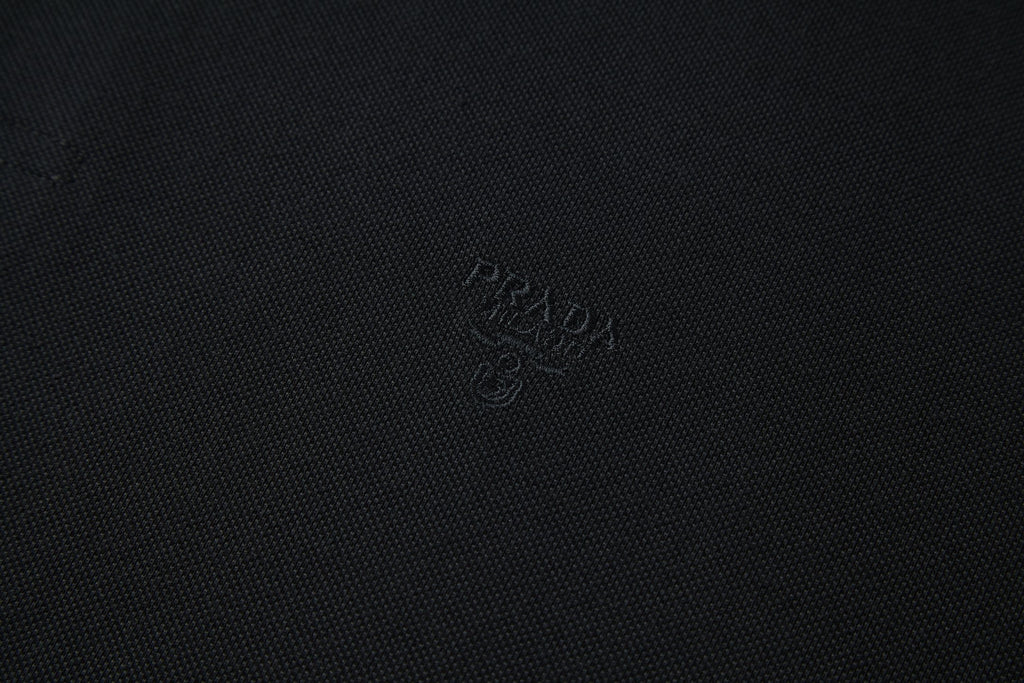 Prada Striped Collar Piqué Short-Sleeve Polo Shirt