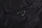 Prada Metal Triangle Logo Zipper Short-Sleeve Shirt