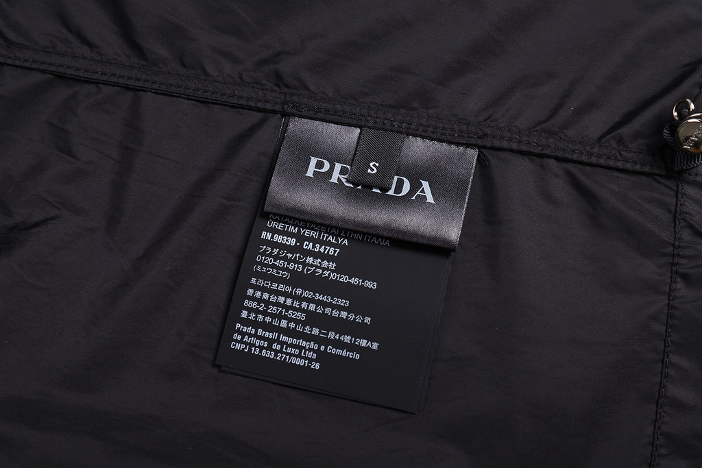 Prada Metal Triangle Logo Zipper Short-Sleeve Shirt