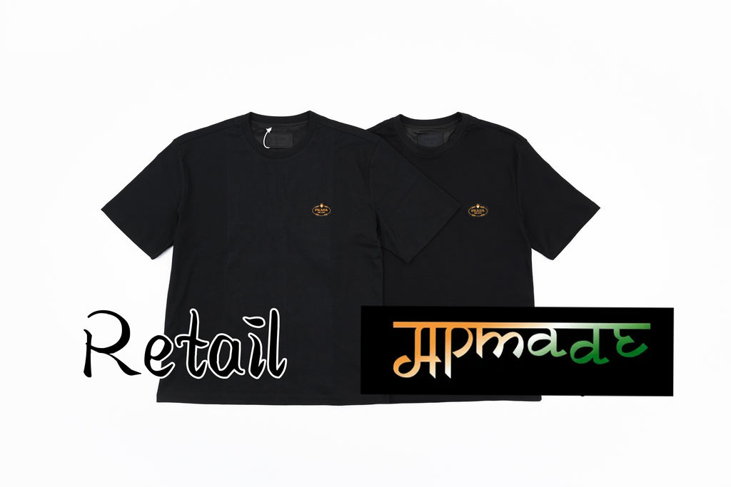 Prada Embroidered Logo Crew Neck Short-Sleeve T-Shirt