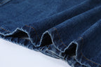 Prada Classic Solid Color Logo Denim Short-Sleeve Shirt