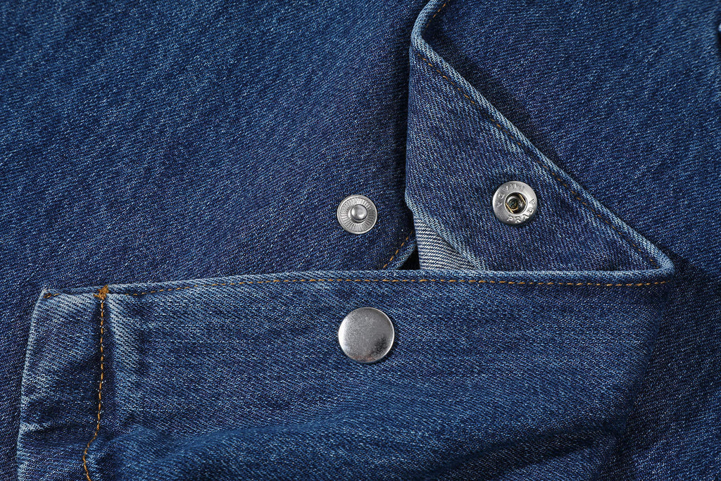 Prada Classic Solid Color Logo Denim Short-Sleeve Shirt