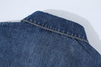 Prada Classic Solid Color Logo Denim Short-Sleeve Shirt