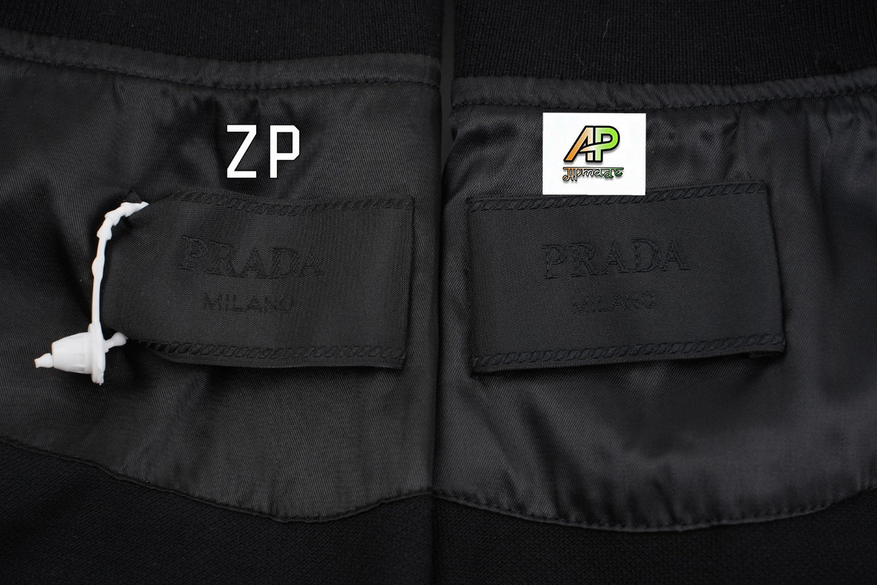 Prada Beaded Fabric Zip-Detail Short-Sleeve Top