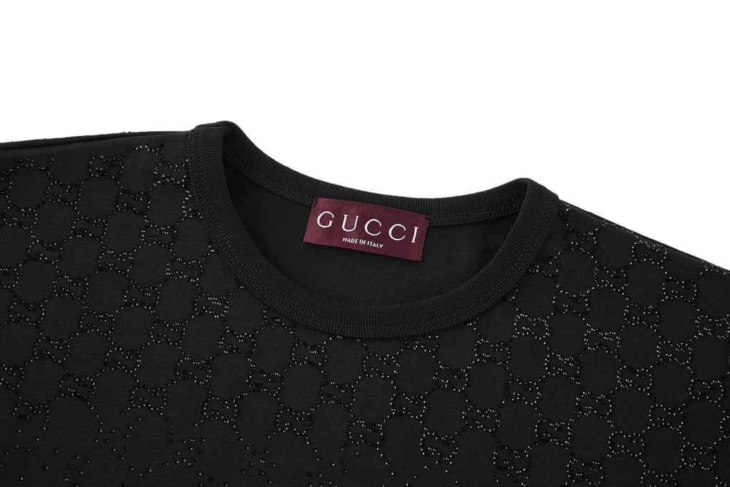 Gucci Rhinestone Double G Logo Short-Sleeve T-Shirt