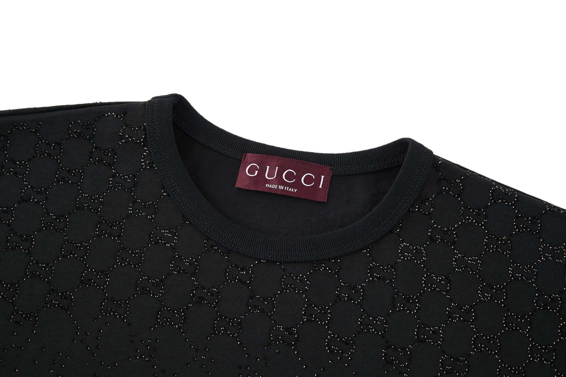 Gucci Rhinestone Double G Logo Short-Sleeve T-Shirt