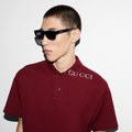 Gucci G Letter Ribbed Collar Polo Shirt