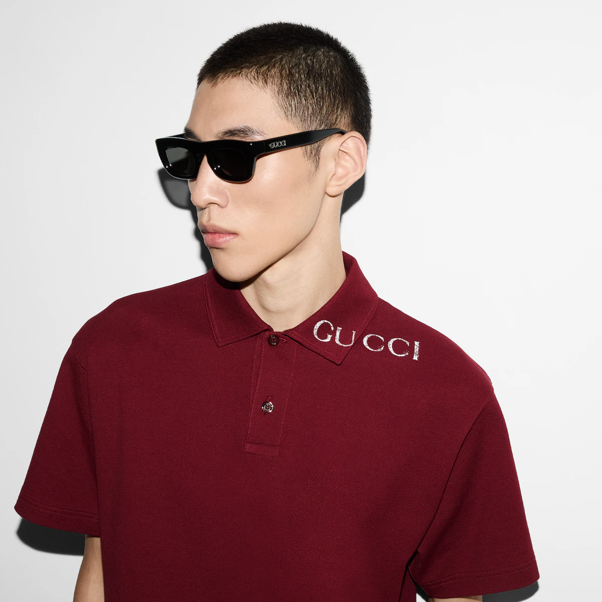 Gucci G Letter Ribbed Collar Polo Shirt