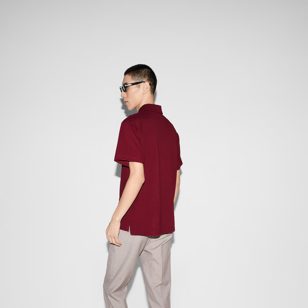 Gucci G Letter Ribbed Collar Polo Shirt