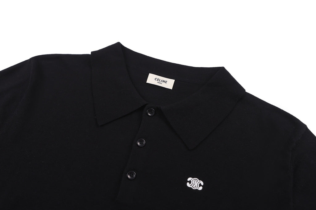 Celine Logo Embroidered Short-Sleeve Polo Shirt