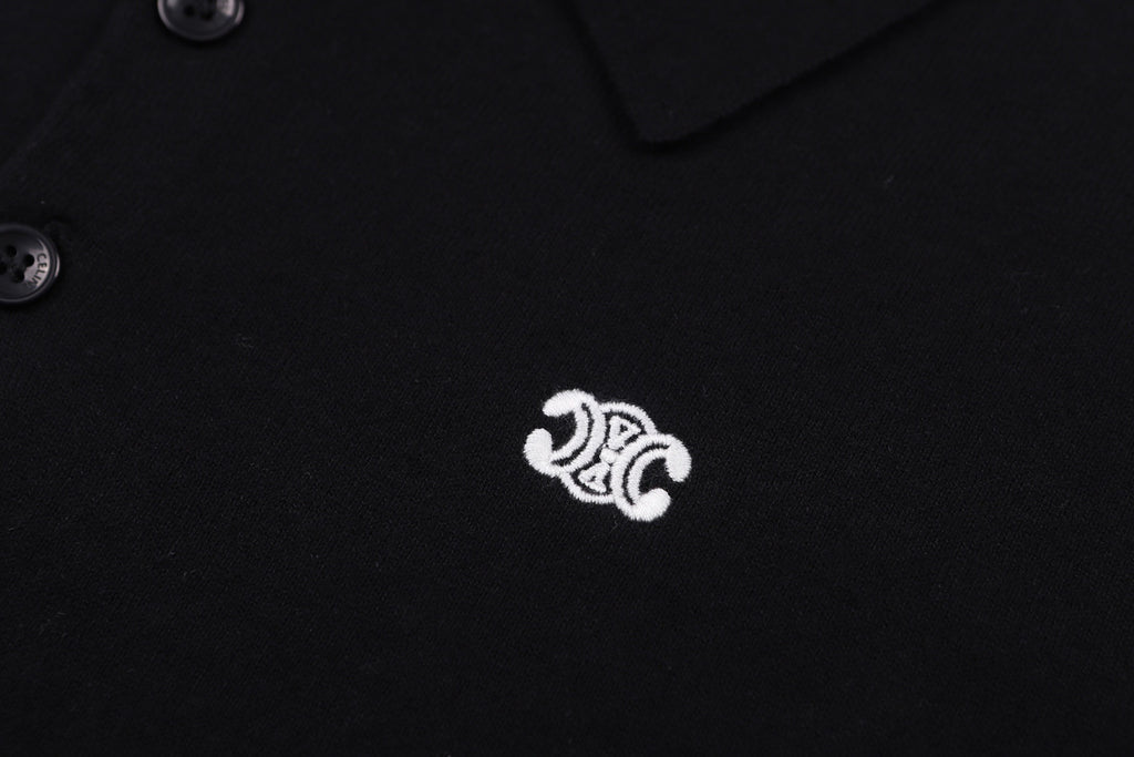 Celine Logo Embroidered Short-Sleeve Polo Shirt