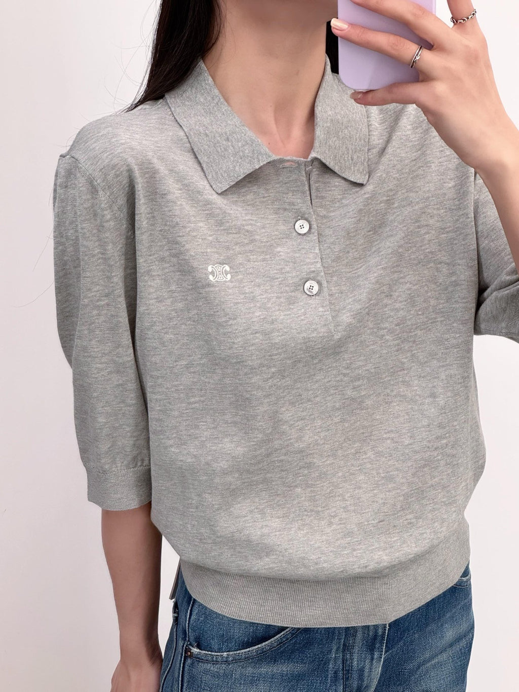 Celine Logo Embroidered Short-Sleeve Polo Shirt