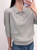 Celine Logo Embroidered Short-Sleeve Polo Shirt