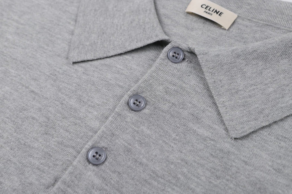 Celine Logo Embroidered Short-Sleeve Polo Shirt
