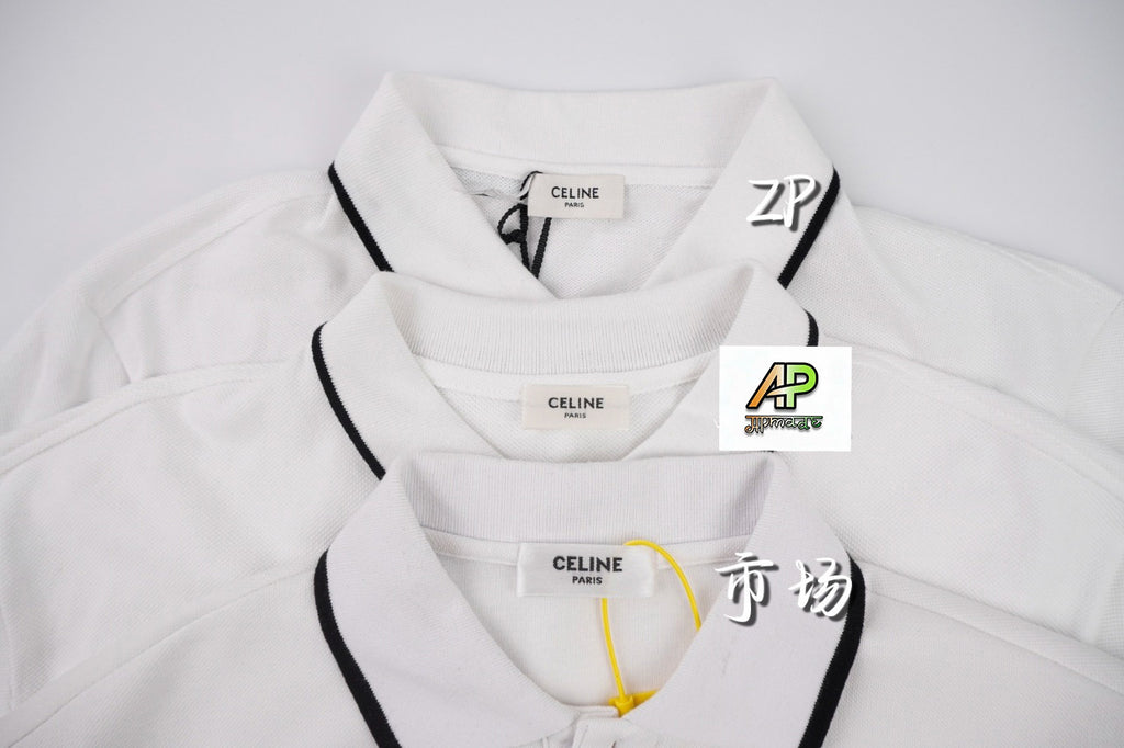 Celine Embroidered Piqué Short-Sleeve Polo Shirt