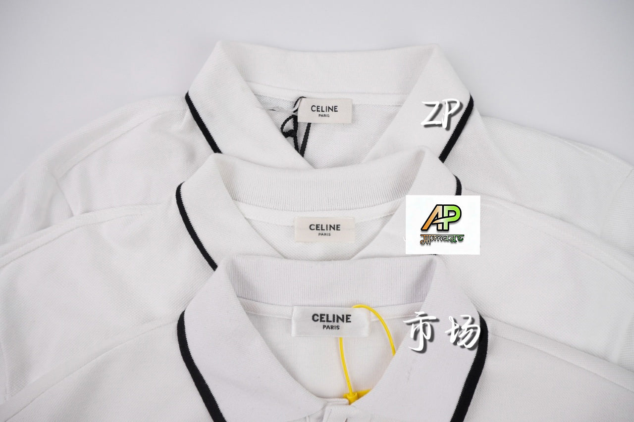 Celine Embroidered Piqué Short-Sleeve Polo Shirt
