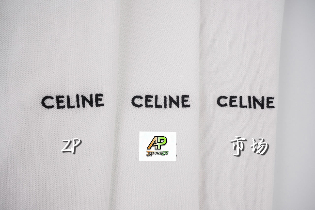 Celine Embroidered Piqué Short-Sleeve Polo Shirt
