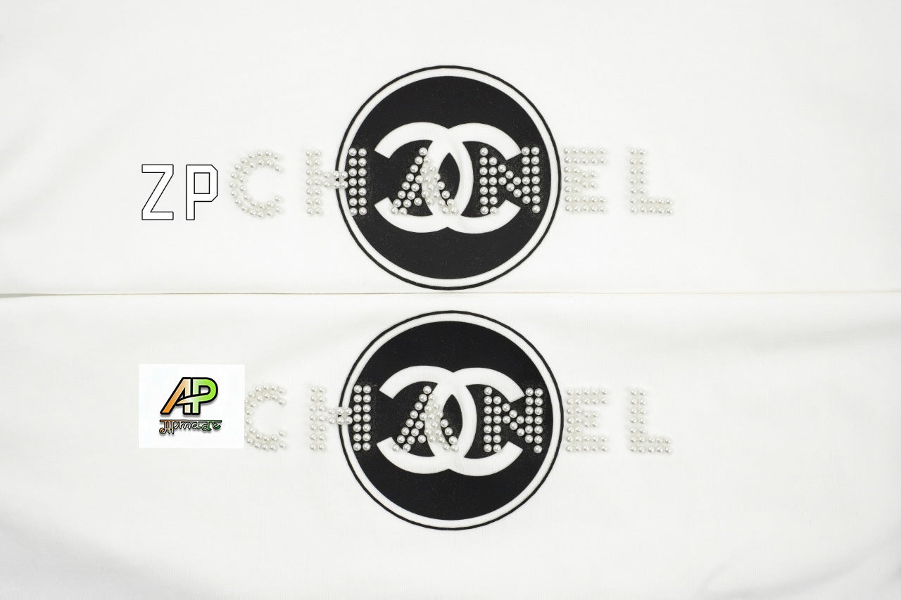 Chanel Pearl Logo Short-Sleeve T-Shirt