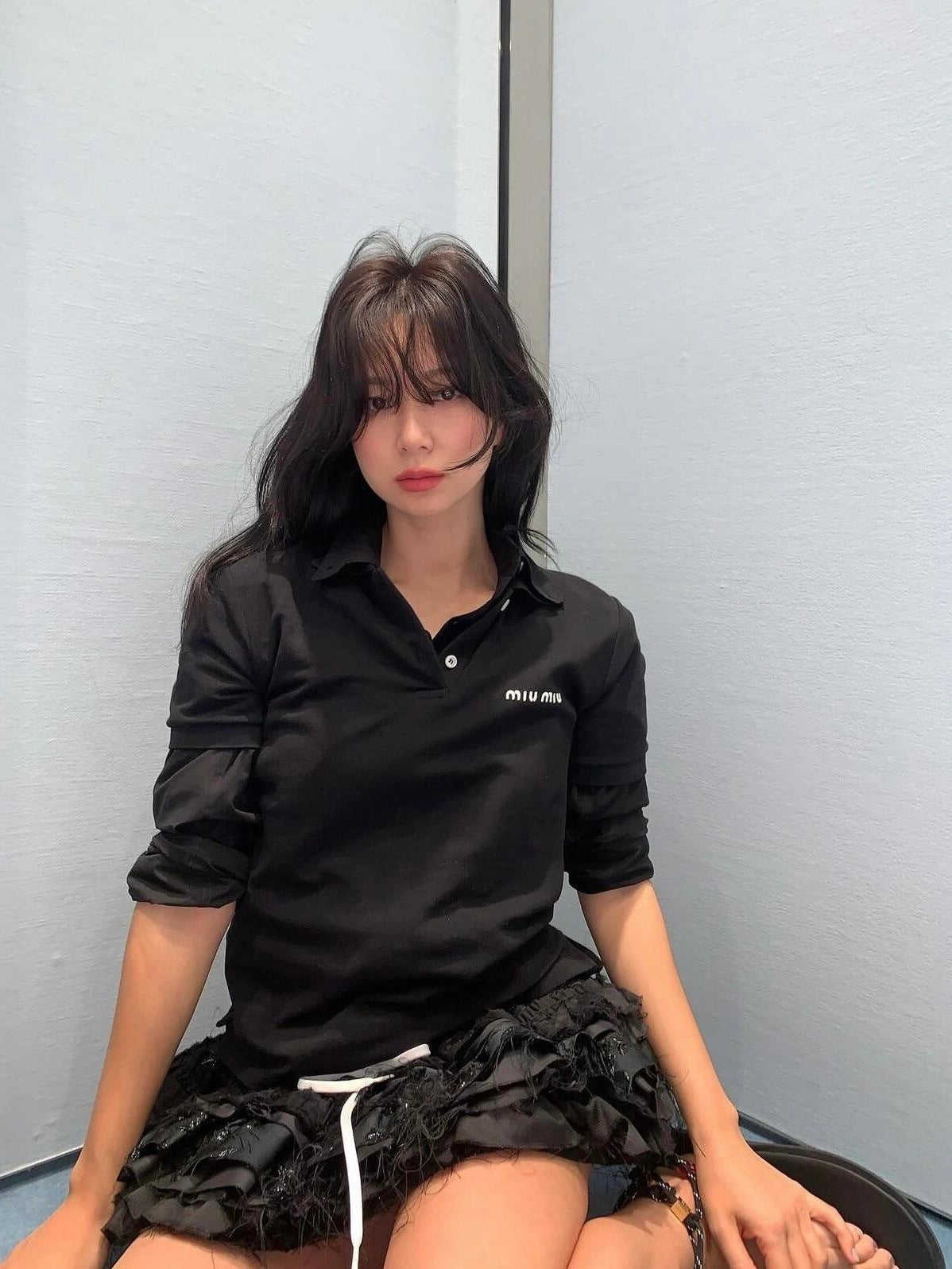 Miu Miu Classic Logo Embroidered Polo Shirt