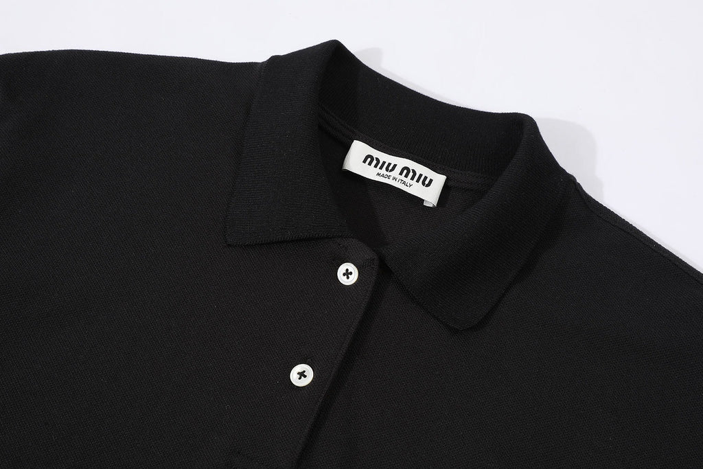 Miu Miu Classic Logo Embroidered Polo Shirt
