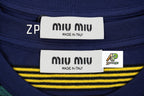 Miu Miu FW25 Yellow-Green Striped Short-Sleeve T-Shirt