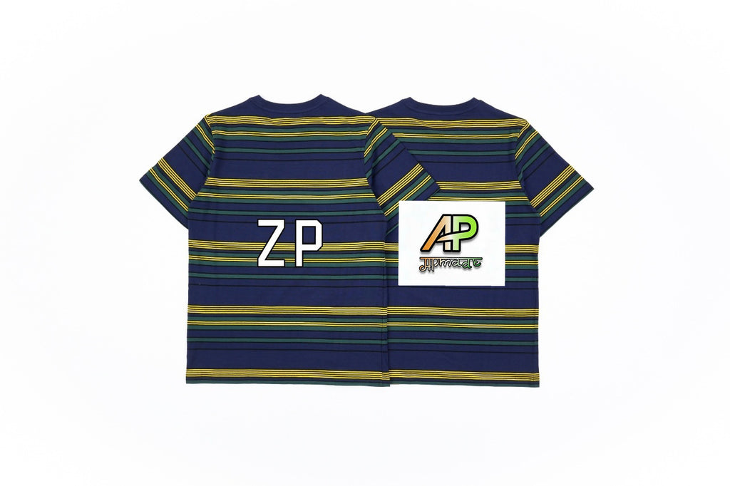 Miu Miu FW25 Yellow-Green Striped Short-Sleeve T-Shirt
