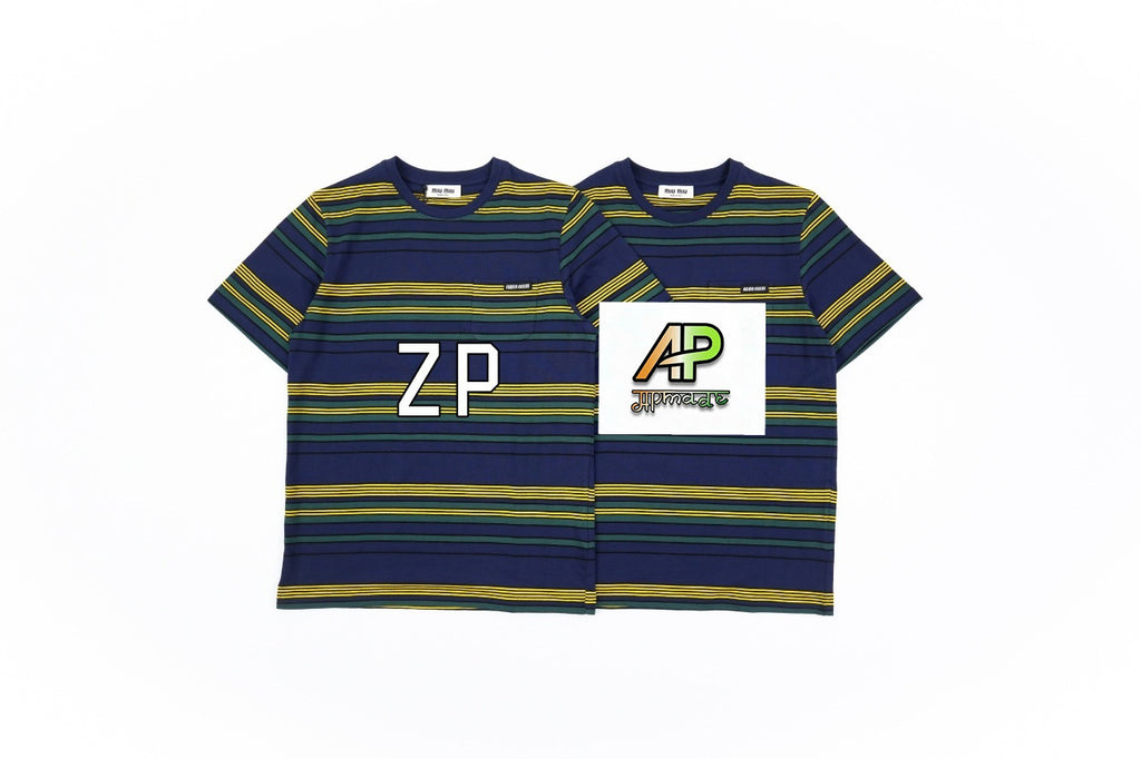 Miu Miu FW25 Yellow-Green Striped Short-Sleeve T-Shirt